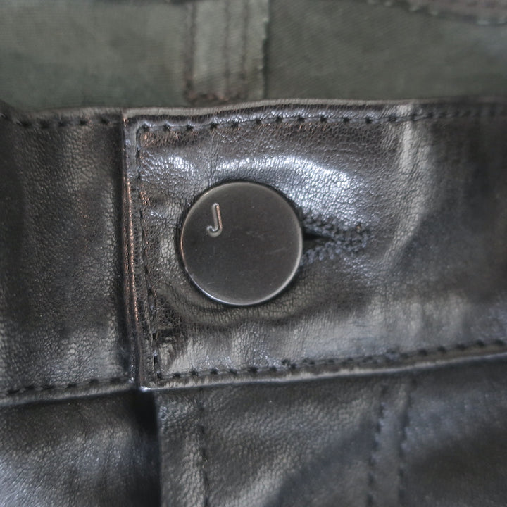 J Brand L8001 Stretch Leather Mid Rise Skinny Pants Black Size 25