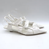 Bottega Veneta The Point Slingback Flats White Crinkled Leather Size 38.5