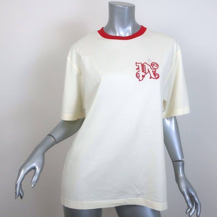 Palm Angels x Formula 1 Racing Monogram Tee Ivory Cotton Size Medium NEW