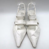 Bottega Veneta The Point Slingback Flats White Crinkled Leather Size 38.5