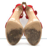 Gianvito Rossi Portofino 105 Sandals Red Suede Size 40 Ankle Strap Heels