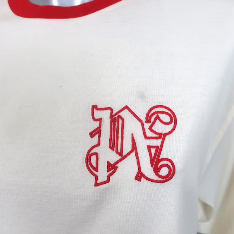 Palm Angels x Formula 1 Racing Monogram Tee Ivory Cotton Size Medium NEW
