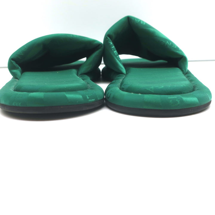 Balenciaga Hotel Slides Green Logo Jacquard Size 38 Flat Sandals