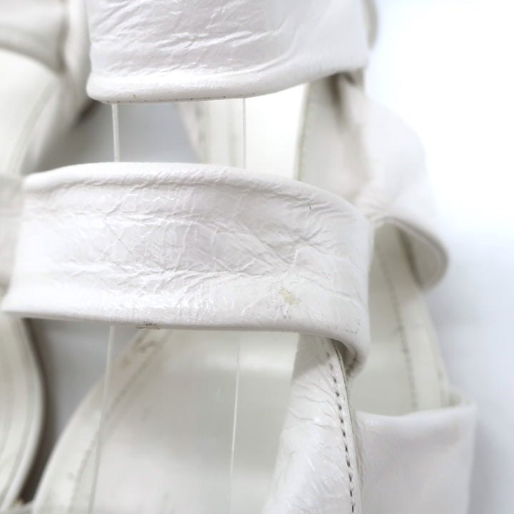 Bottega Veneta The Point Slingback Flats White Crinkled Leather Size 38.5