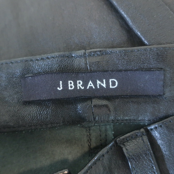 J Brand L8001 Stretch Leather Mid Rise Skinny Pants Black Size 25