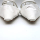 Bottega Veneta The Point Slingback Flats White Crinkled Leather Size 38.5