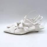 Bottega Veneta The Point Slingback Flats White Crinkled Leather Size 38.5