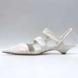 Bottega Veneta The Point Slingback Flats White Crinkled Leather Size 38.5
