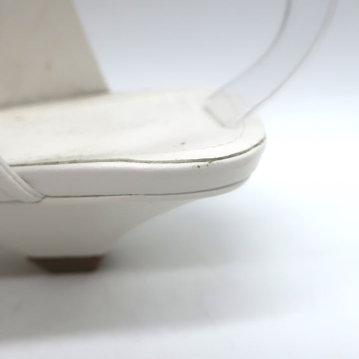 Bottega Veneta The Point Slingback Flats White Crinkled Leather Size 38.5
