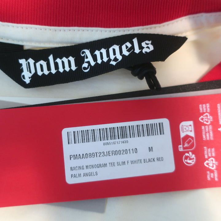 Palm Angels x Formula 1 Racing Monogram Tee Ivory Cotton Size Medium NEW