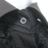 Burberry Lace Ruffle Button Down Shirt Black Stretch Cotton Size US 4 NEW