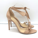 Alexandre Birman Clarita Bow Sandals Nude Leather Size 40.5 Ankle Strap Heels