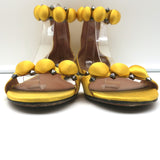 Alaia Bombe Ankle Strap Flat Sandals Yellow Satin Size 39.5