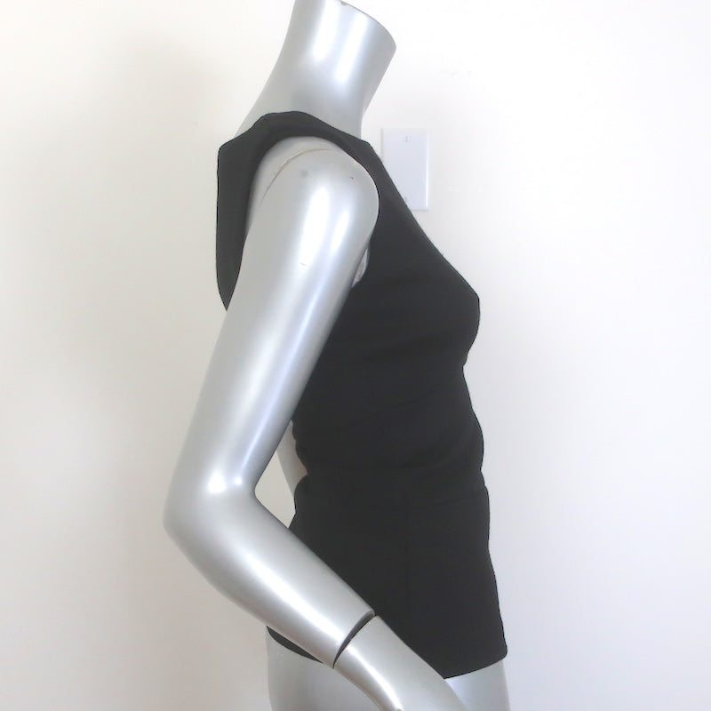 Prada Sleeveless Boat Neck Top Black Virgin Wool Size Small