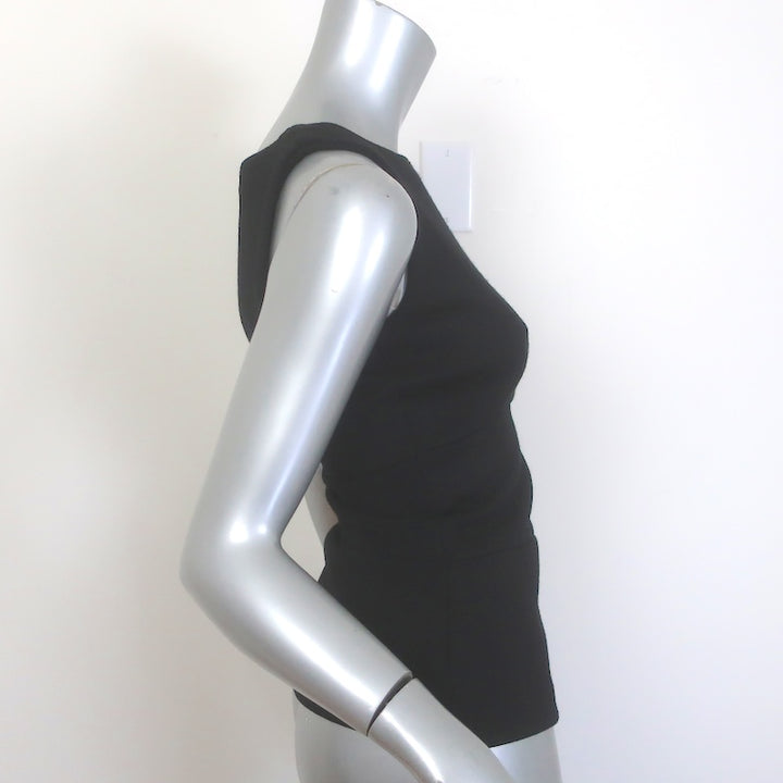 Prada Sleeveless Boat Neck Top Black Virgin Wool Size Small