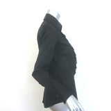 Burberry Lace Ruffle Button Down Shirt Black Stretch Cotton Size US 4 NEW