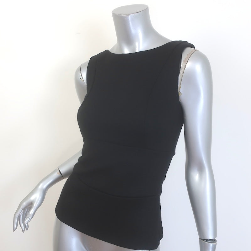 Prada Sleeveless Boat Neck Top Black Virgin Wool Size Small