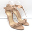 Alexandre Birman Clarita Bow Sandals Nude Leather Size 40.5 Ankle Strap Heels