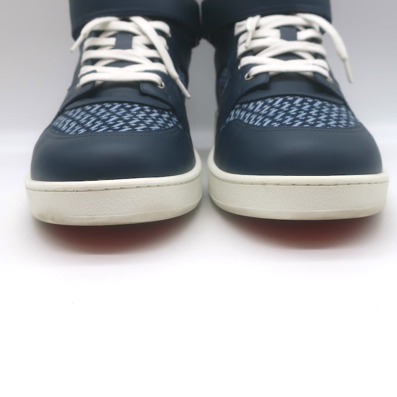 Hermes Freestyle High Top Sneakers Navy H en Biais Canvas &amp; Leather Size 43.5
