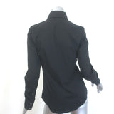 Burberry Lace Ruffle Button Down Shirt Black Stretch Cotton Size US 4 NEW