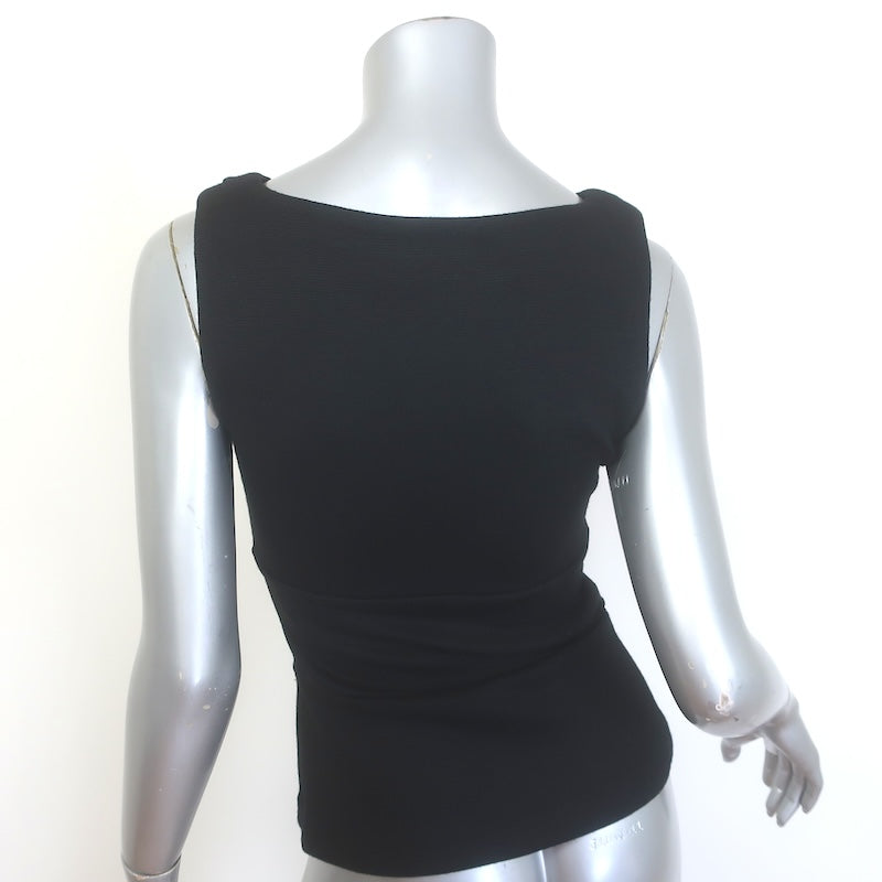 Prada Sleeveless Boat Neck Top Black Virgin Wool Size Small