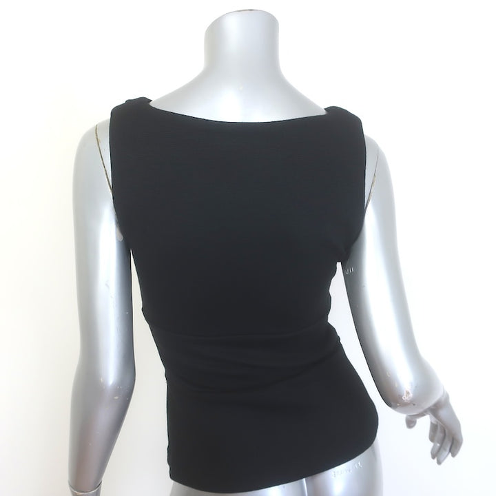 Prada Sleeveless Boat Neck Top Black Virgin Wool Size Small
