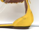 Alaia Bombe Ankle Strap Flat Sandals Yellow Satin Size 39.5