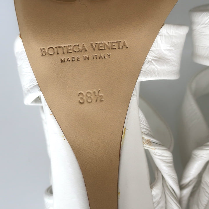 Bottega Veneta The Point Slingback Flats White Crinkled Leather Size 38.5