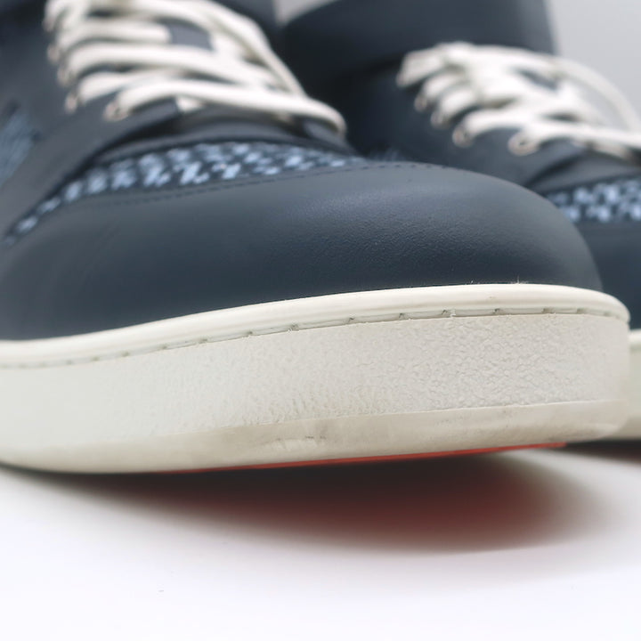 Hermes Freestyle High Top Sneakers Navy H en Biais Canvas &amp; Leather Size 43.5