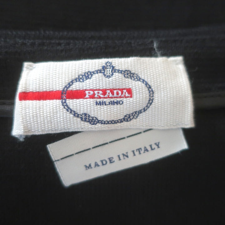 Prada Sleeveless Boat Neck Top Black Virgin Wool Size Small