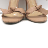 Alexandre Birman Clarita Bow Sandals Nude Leather Size 40.5 Ankle Strap Heels