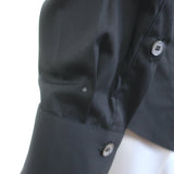 Burberry Lace Ruffle Button Down Shirt Black Stretch Cotton Size US 4 NEW