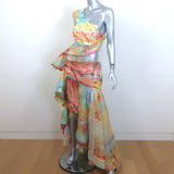 Zimmermann Tama Asymmetric One-Shoulder Dress Multicolor Poster Print Size 2 NEW