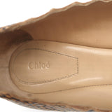 Chloe Lauren Snake-Effect Scalloped Ballet Flats Brown Leather Size 38.5