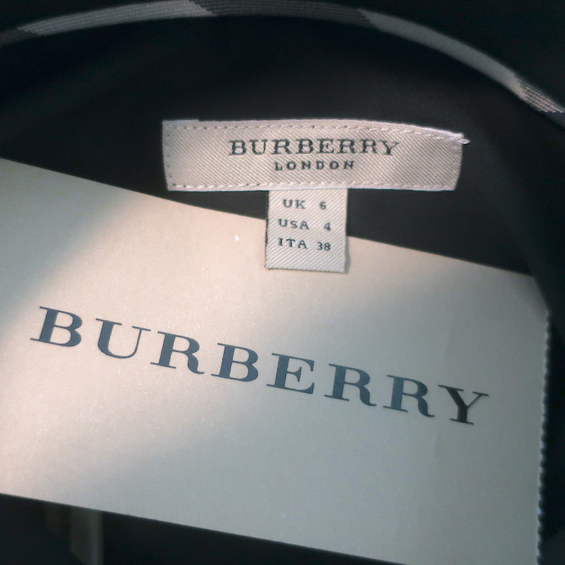 Burberry Lace Ruffle Button Down Shirt Black Stretch Cotton Size US 4 NEW