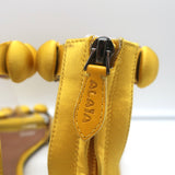 Alaia Bombe Ankle Strap Flat Sandals Yellow Satin Size 39.5