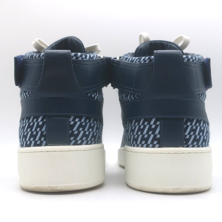 Hermes Freestyle High Top Sneakers Navy H en Biais Canvas &amp; Leather Size 43.5