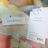 Zimmermann Tama Asymmetric One-Shoulder Dress Multicolor Poster Print Size 2 NEW