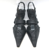Bottega Veneta The Point Slingback Flats Black Crinkled Leather Size 38.5