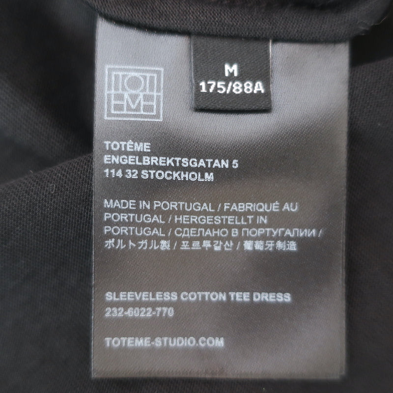 Toteme Sleeveless Cotton Tee Dress Black Jersey Size Medium