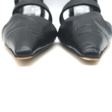 Bottega Veneta The Point Slingback Flats Black Crinkled Leather Size 38.5