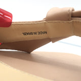 Alexandre Birman Clarita Bow Sandals Nude Leather Size 40.5 Ankle Strap Heels