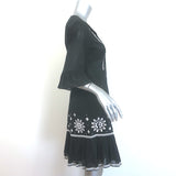 Kate Spade Mosaic Embroidered Peasant Dress Black Cotton Size 4