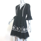 Kate Spade Mosaic Embroidered Peasant Dress Black Cotton Size 4