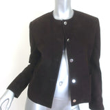 Theory Suede Patch Pocket Cropped Jacket Chocolate Size 6