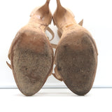 Alexandre Birman Clarita Bow Sandals Nude Leather Size 40.5 Ankle Strap Heels