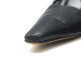 Bottega Veneta The Point Slingback Flats Black Crinkled Leather Size 38.5