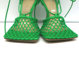 Bottega Veneta Stretch Mesh Pumps Green Size 38 Ankle Wrap Heels NEW