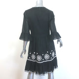 Kate Spade Mosaic Embroidered Peasant Dress Black Cotton Size 4
