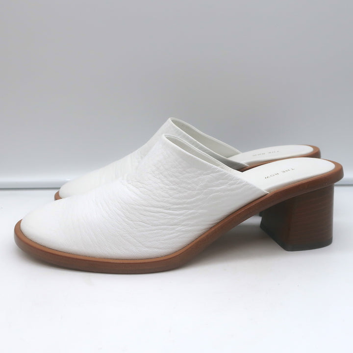 The Row Teatime Mules White White Size 38.5 Slip-On Heels